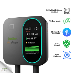 ŞarjZen Zen Charge Ultra 22 kW WallBox Duvar Tipi Araç Şarj İstasyonu Siyah