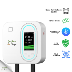 ŞarjZen Zen Charge Ultra 22 kW Wallbox Duvar Tipi Araç Şarj İstasyonu Beyaz